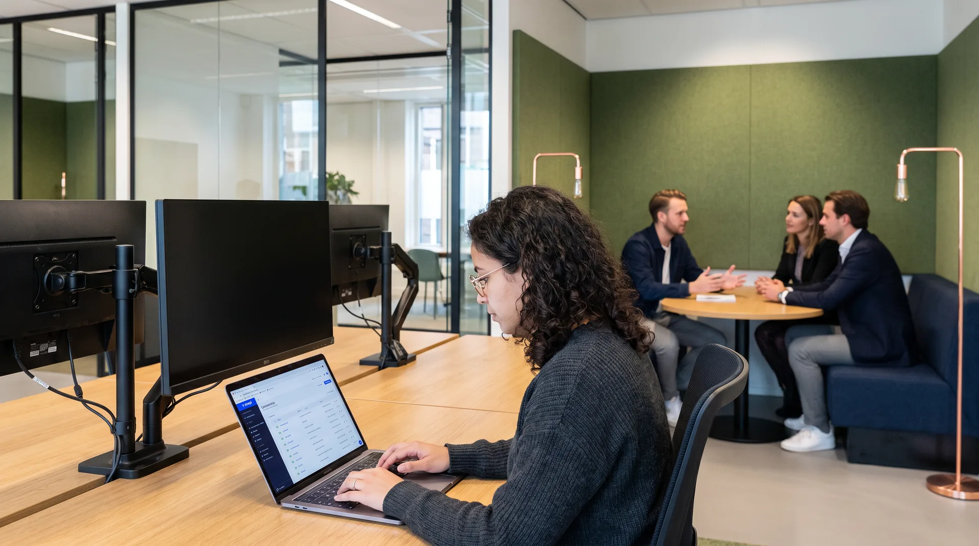 Developer bekijkt de migratiestappen van een bestaande applicatie naar Azure op een laptop
